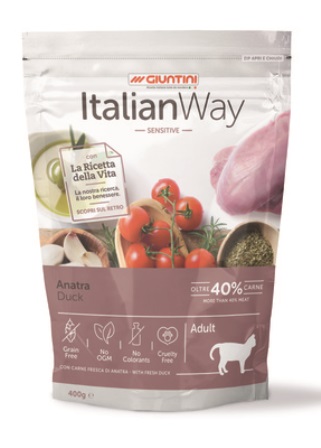 ITALIAN WAY - Беззерновой корм для кошек с чувствительным пищеварением со свежей уткой 0,4 кг