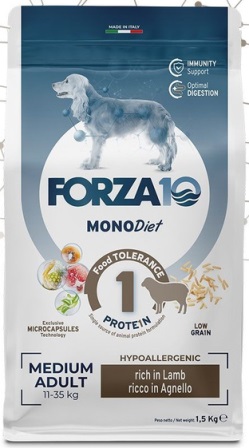 Forza Medium Diet Agnello 24/12 - Корм для взрослых собак средних пород из ягненка с микрокапсулами (монобелковый, полнорационный, гипоаллергенный) 1,5 кг