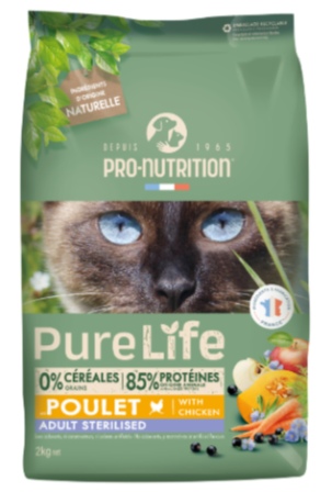 Flatazor - Корм для стерилизованных кошек PURE LIFE Adult Sterilized (курица) 2 кг