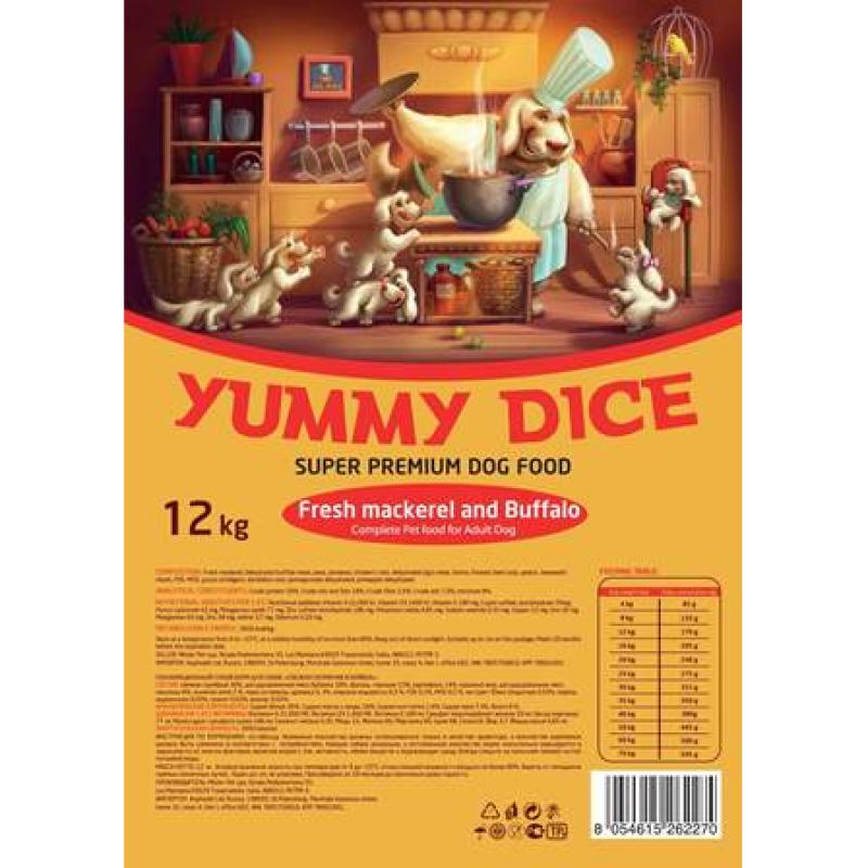 Yummi Dice - Сухой корм для собак Буйвол и скумбрия 12 кг